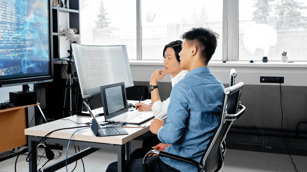Discussing outsourced SaaS development project.